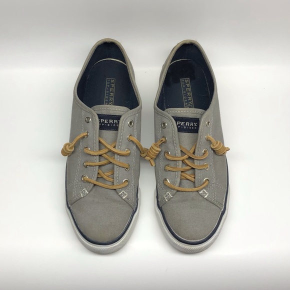 SPERRY Top-Sider 7M Charcoal Gray Women Lace Up Seacoast Canvas Boat Shoe - Picture 2 of 5